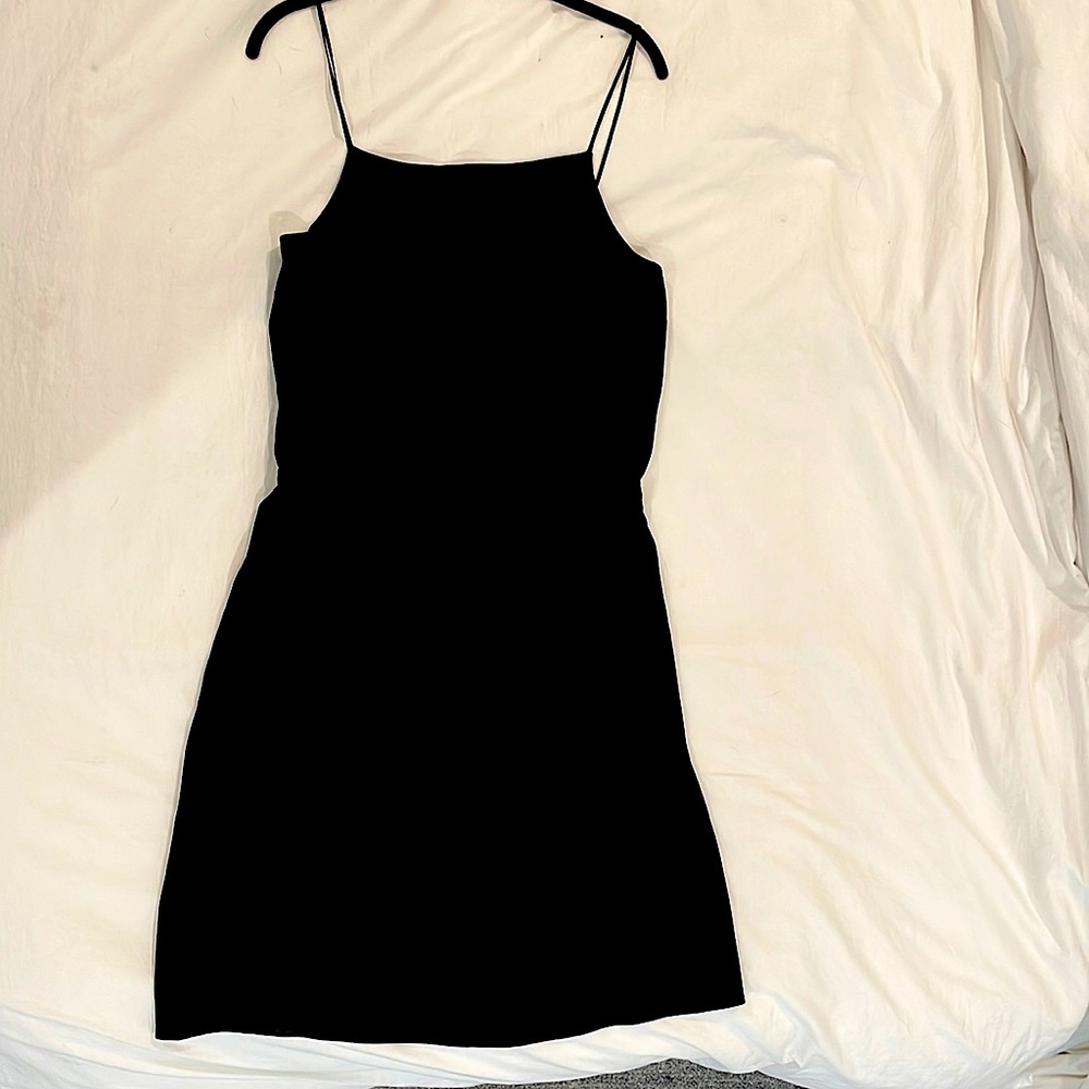 Theory drawstring waist 100% silk spaghetti strap dress